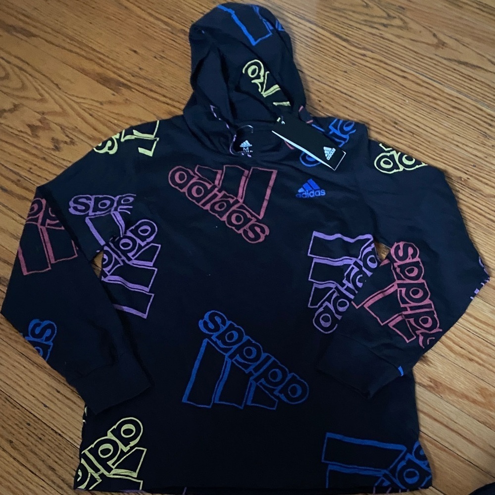 Adidas Black and Purple Hoodie